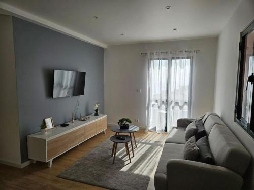 卡列塔Pedreira apartment的带沙发和电视的客厅