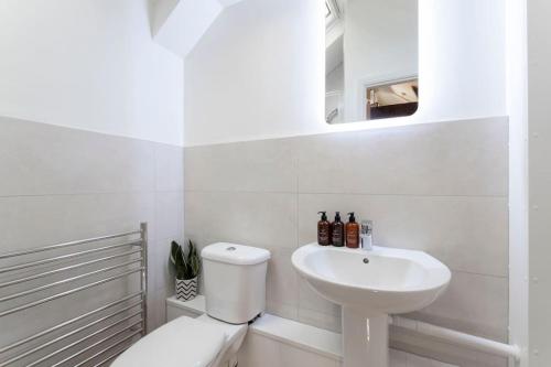 切尔滕纳姆Cosy & Peaceful Self Contained Home in Montpellier的白色的浴室设有卫生间和水槽。