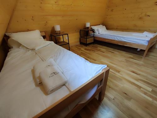 莫克拉戈拉Brvnare Golo Brdo的小木屋内带两张床的房间