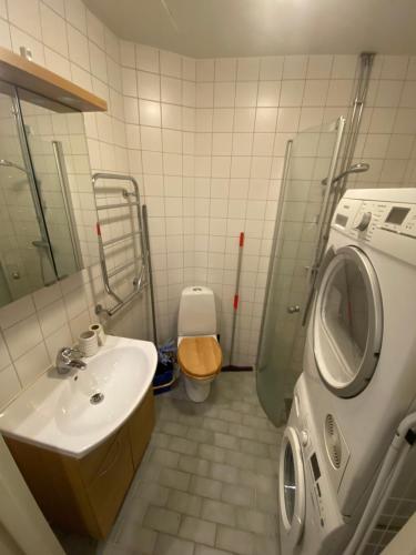 斯德哥尔摩Home Inn KHT15的一间带水槽和卫生间的浴室