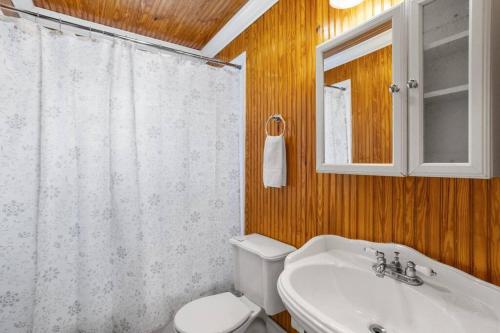 坦帕The Bays Best Bungalow的浴室配有卫生间、盥洗盆和淋浴。