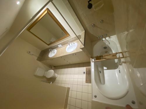 艾吉希尔Lakes Resort 1 Bedroom Apartment的一间带卫生间和水槽的小浴室