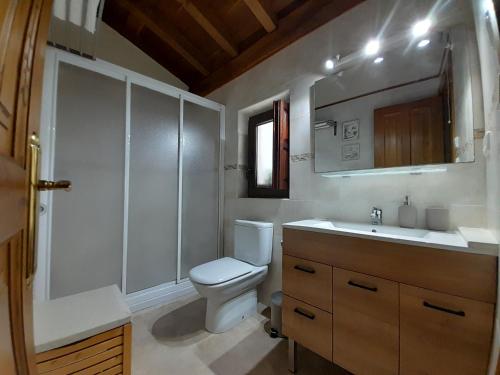 波特斯Casa del Horno的浴室配有卫生间、盥洗盆和淋浴。