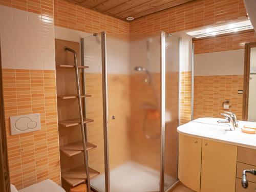 沙泰勒Appartement Châtel, 7 pièces, 12 personnes - FR-1-676-3的带淋浴和盥洗盆的浴室