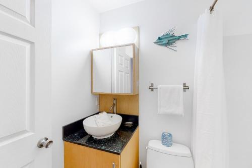 德斯坦St Martin Beachwalk Villas 212的一间带水槽和卫生间的浴室