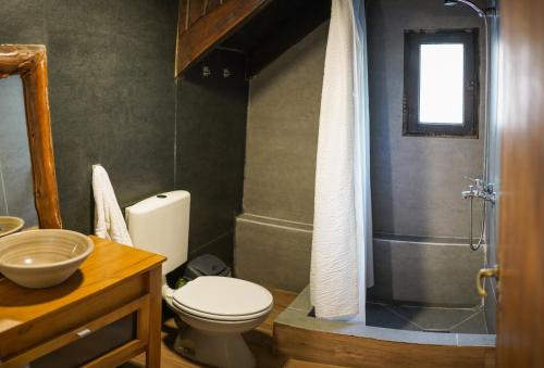 圣卡洛斯-德巴里洛切Alaska Patagonia Hostel的浴室配有卫生间、盥洗盆和淋浴。