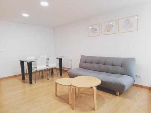 拉科鲁尼亚Apartamento Bonhomía的客厅配有沙发和桌子