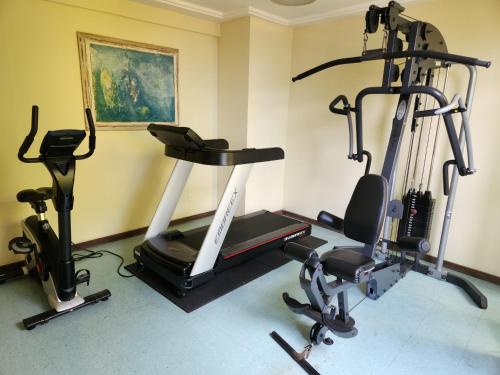 萨尔瓦多阿玛勒林多大楼酒店的健身房设有两辆健身自行车和跑步机