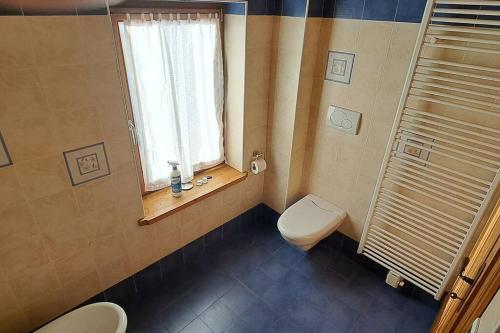 皮耶韦迪卡多雷In cima alla contrada的一间带卫生间和窗户的浴室