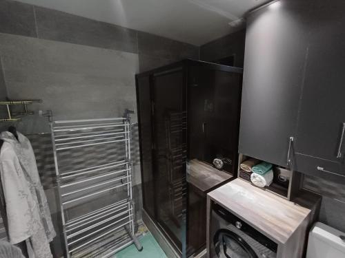 杜尚别Designed 2 rooms的带淋浴、卫生间和盥洗盆的浴室