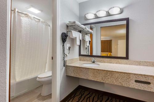 Union马格努森联盟宾馆的一间带水槽、卫生间和镜子的浴室