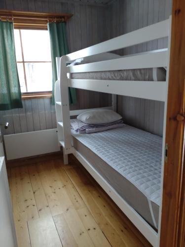 赖特维克费罗威度假山林小屋的铺有木地板的客房内的双层床