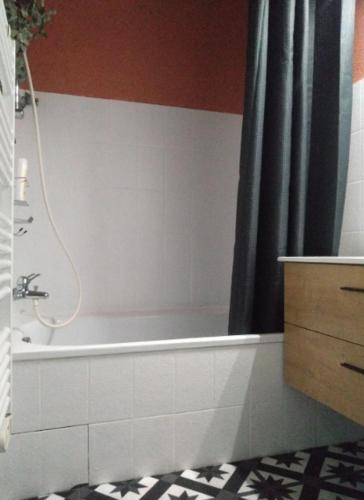 贝勒沃Myrtille的设有带浴缸和淋浴的浴室。