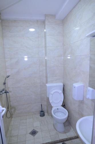 斯特鲁加Hotel New York Struga的一间带卫生间和水槽的浴室