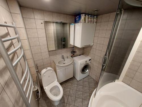 塔林Sääse 3 Apartment的一间带卫生间和水槽的小浴室