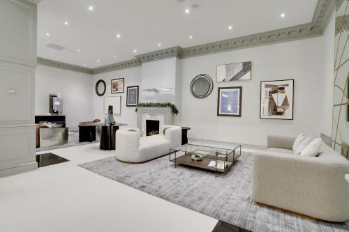 阿林顿Elegant & charming Apartment in Crystal City的客厅设有两张沙发和一个壁炉
