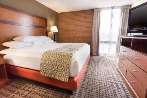 Jackson密苏里州杰克逊德鲁套房酒店的配有一张床和一台平面电视的酒店客房