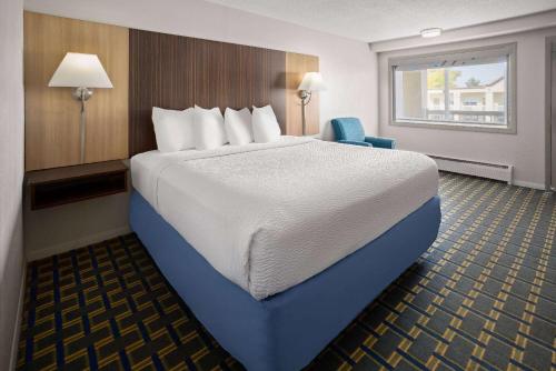 托纳万达托纳旺达戴斯酒店的酒店客房带大床和蓝椅