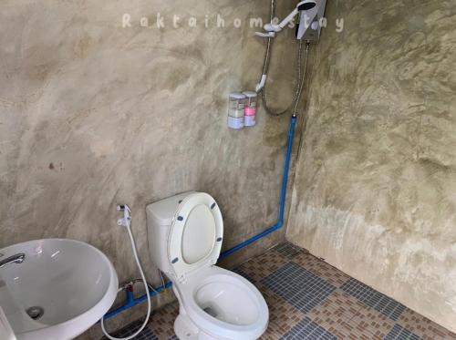 Ban Rak Thaiรักไทยโฮมสเตย์的一间带卫生间和水槽的浴室