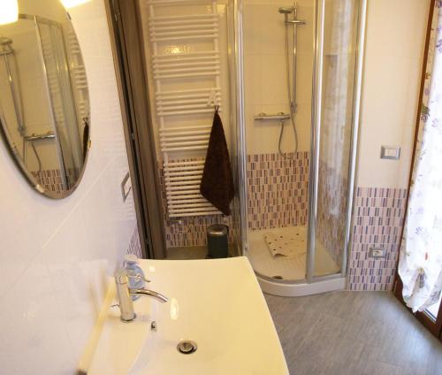 斯特雷萨加塔维奥拉公寓的一间带水槽和淋浴的浴室