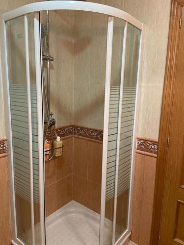 维戈Preciosa casa en Bembrive的浴室内带玻璃淋浴间