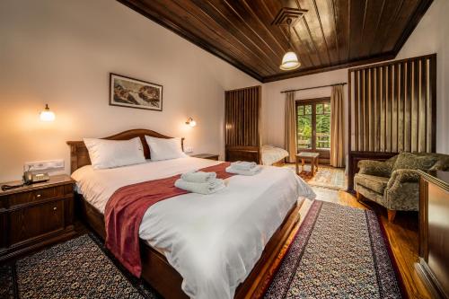 埃拉蒂特里卡隆基阿曼德斯酒店的一间卧室配有一张大床和一把椅子