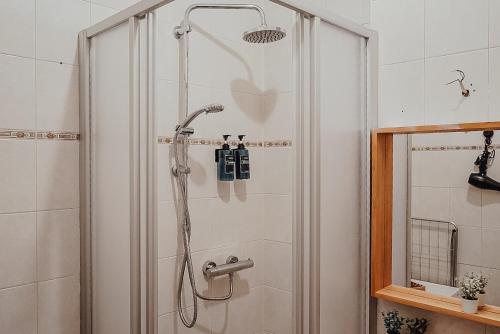 普劳恩Fewostaeps- Moderne Unterkunft, zentrumsnah的浴室内配有淋浴和头顶淋浴