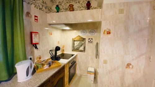 蓬塔德尔加达Alojamento CANTO NA RELVA的一间带水槽和台面的小浴室