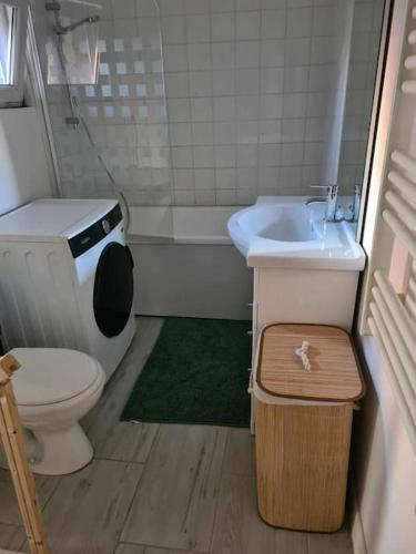 福康贝格Logement agréable的一间带卫生间和水槽的小浴室