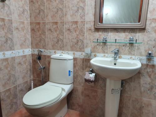 斯里贾亚瓦德纳普拉科特M-stay Colombo的一间带卫生间和水槽的浴室