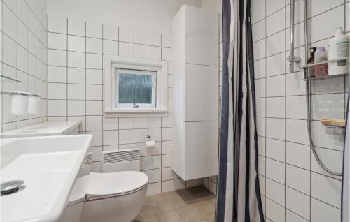 维斯特索马肯Stunning Home In Nex With Kitchen的白色的浴室设有卫生间和水槽。