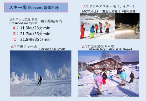 青森Big Stone Tsukuda 45平米 2SDbed 2For3F的雪中滑雪者的照片拼凑而成