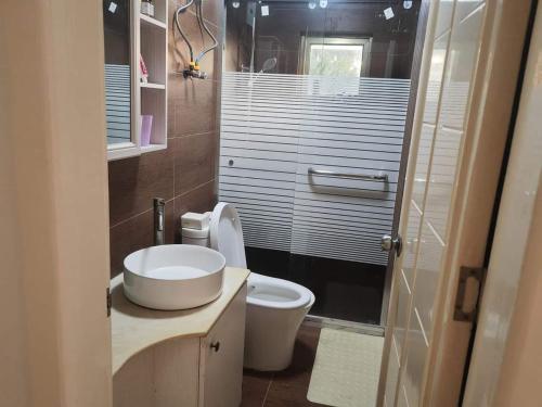 HofoaLATA HOTEL的一间带卫生间和水槽的小浴室
