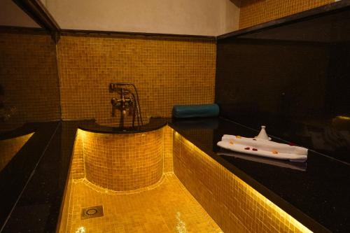马拉喀什Riad Citrus的游泳池位于带水槽的客房
