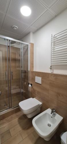 帕多瓦Infinity Collection的浴室配有卫生间、淋浴和盥洗盆。