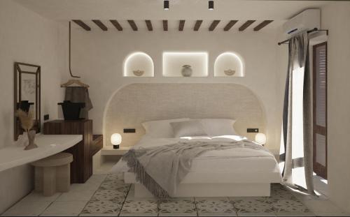 卡马利切尔斯索菲亚酒店的白色卧室设有床铺和水槽