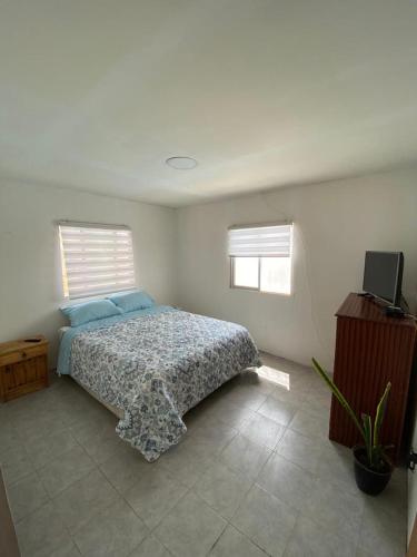 阿里卡Casa descanso lluta的一间卧室配有一张床和一台电视。