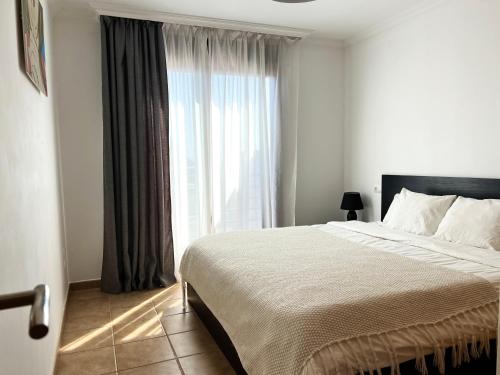 格拉纳迪利亚德亚沃纳Cozy Apartment in La Tejita的一间卧室设有一张床和一个大窗户