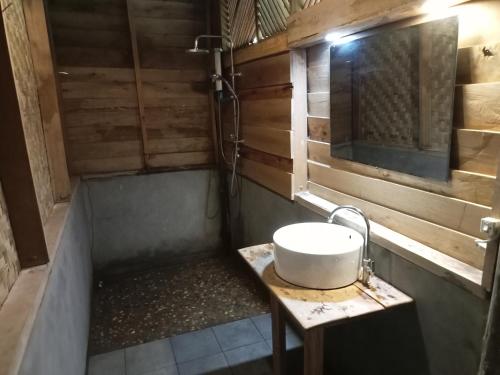 Ban KiangtatTad Lo - FANDEE ISLAND - Mountain House - Bolaven Loop Pakse的一间带水槽和浴缸的浴室