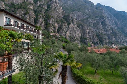 利莫内-苏尔加达Hotel Ilma Lake Garda Resort的山前 ⁇ 曲的道路