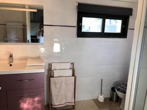 滨海瓦朗日维尔Rose Marie的一间带水槽和镜子的浴室