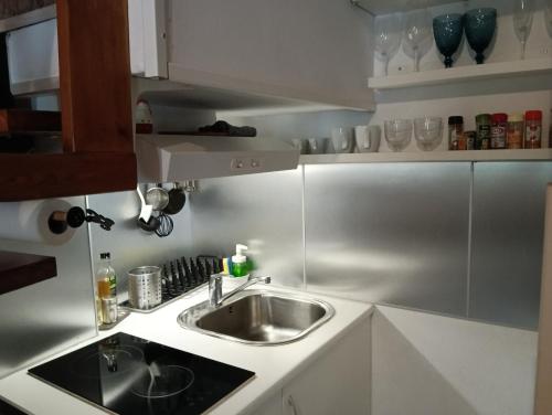 马德里El Pozo-Villalobos Suite的厨房配有水槽和台面