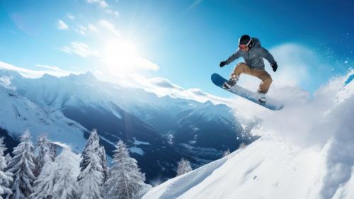 上德劳堡Boutiquehotel Lindenhof的一个人在空中乘滑雪板时飞行