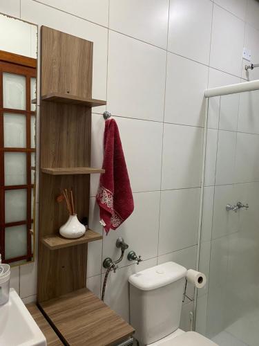 里奥格兰德Quarto em Casa na rua mais linda da Cidade的一间带卫生间和淋浴的浴室