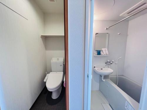 Nishi-tsurumaYSTY-HOTEL的一间带卫生间和水槽的小浴室