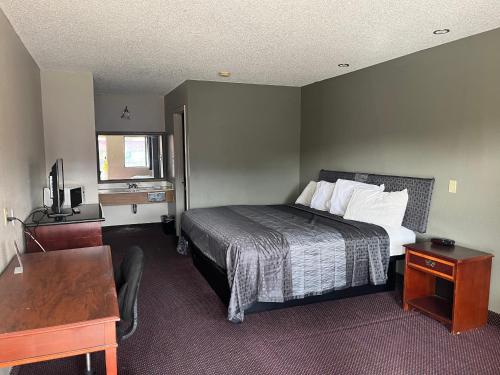 圣安东尼奥霍尔马克套房酒店的配有一张床和一张书桌的酒店客房