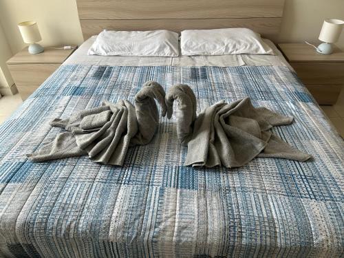 圣保罗湾城Sunquest court的床上有一堆毛巾