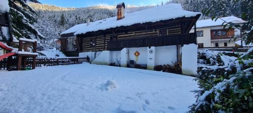斯泰尔霍伊Atelier Eliska的小木屋,地面上积雪
