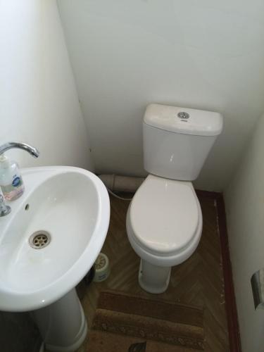 杜尚别Sayfi Guesthouse的浴室配有白色卫生间和盥洗盆。