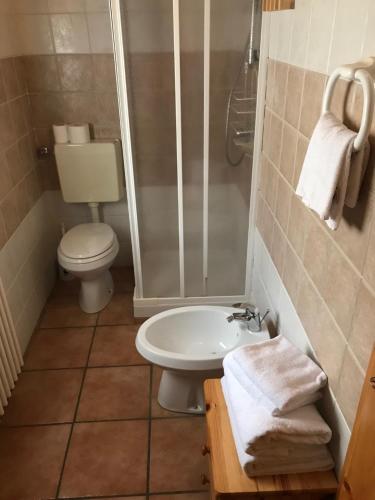 尚波吕克特洛朋罗伊住宅酒店的带淋浴、卫生间和盥洗盆的浴室